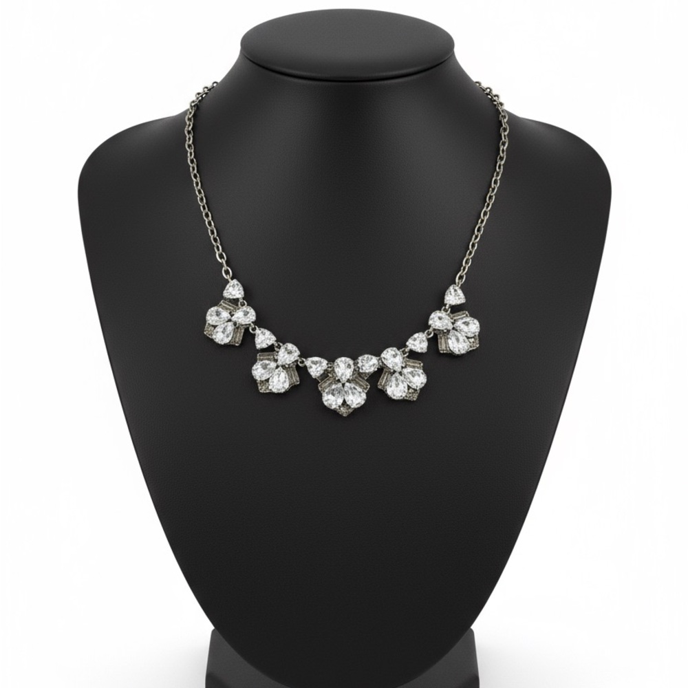 Elegant Silver Necklace with Clear Gemstones Stella & Dot